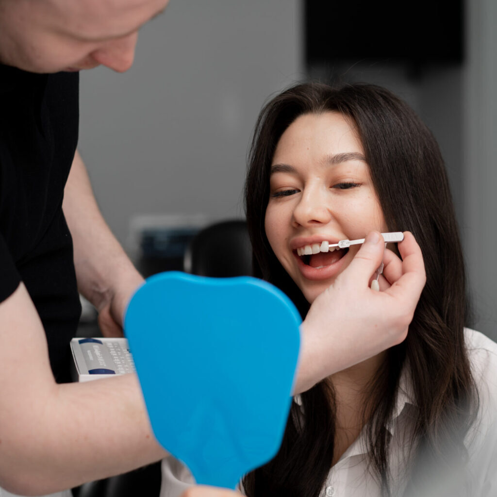 Dentistry Doctor's Consultation About Teeth Whitening Color Selection cosmetic dentist in Heathmont - dental veneers in Heathmont shade match